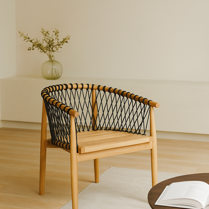 Exo Arm Chair – Teak Wood & Polyrope Elegance