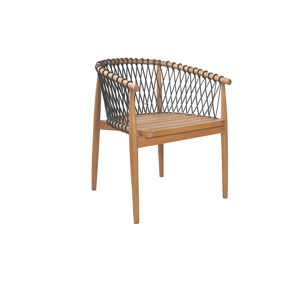 Exo Arm Chair – Teak Wood & Polyrope Elegance