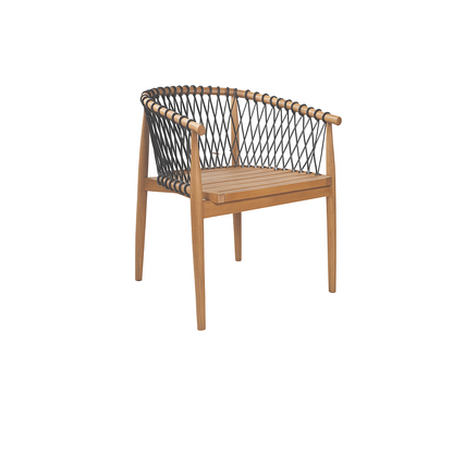 Exo Arm Chair – Teak Wood & Polyrope Elegance