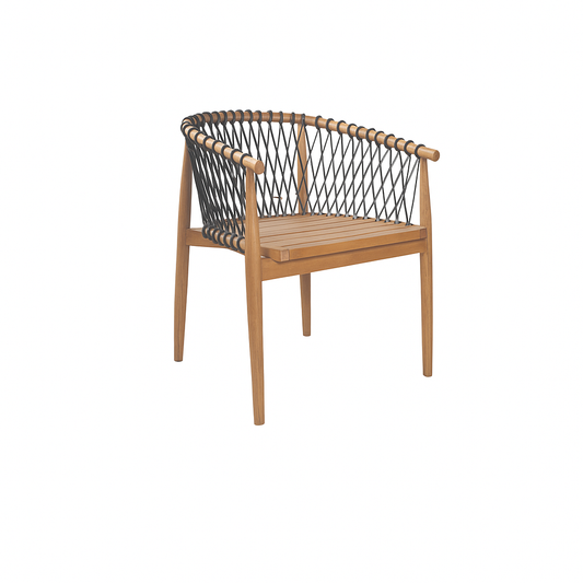 Exo Arm Chair – Teak Wood & Polyrope Elegance
