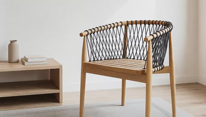 Exo Arm Chair – Teak Wood & Polyrope Elegance